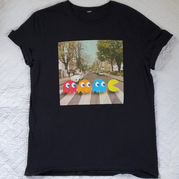 Vintage Tops - Graphic tee Pac Man Abbey Rd Tee Black L